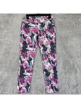 Hot Kiss Skinny Lily Jeans Juniors 5 Multicolor Floral Print Low Rise Stretch